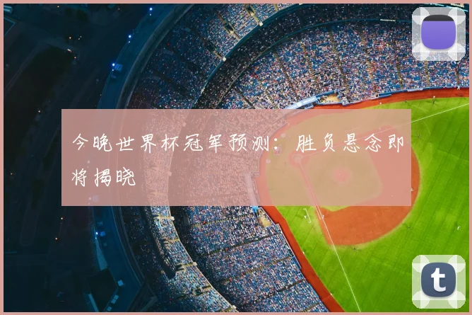 今晚世界杯冠军预测：胜负悬念即将揭晓